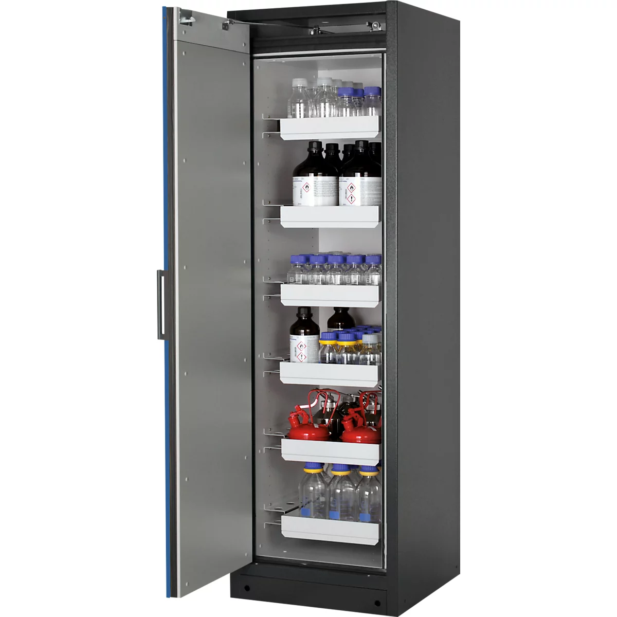 Armario de seguridad tipo 90 Asecos Q-CLASSIC-90, ancho 600 mm, puerta izquierda, 6 cajones, azul genciana