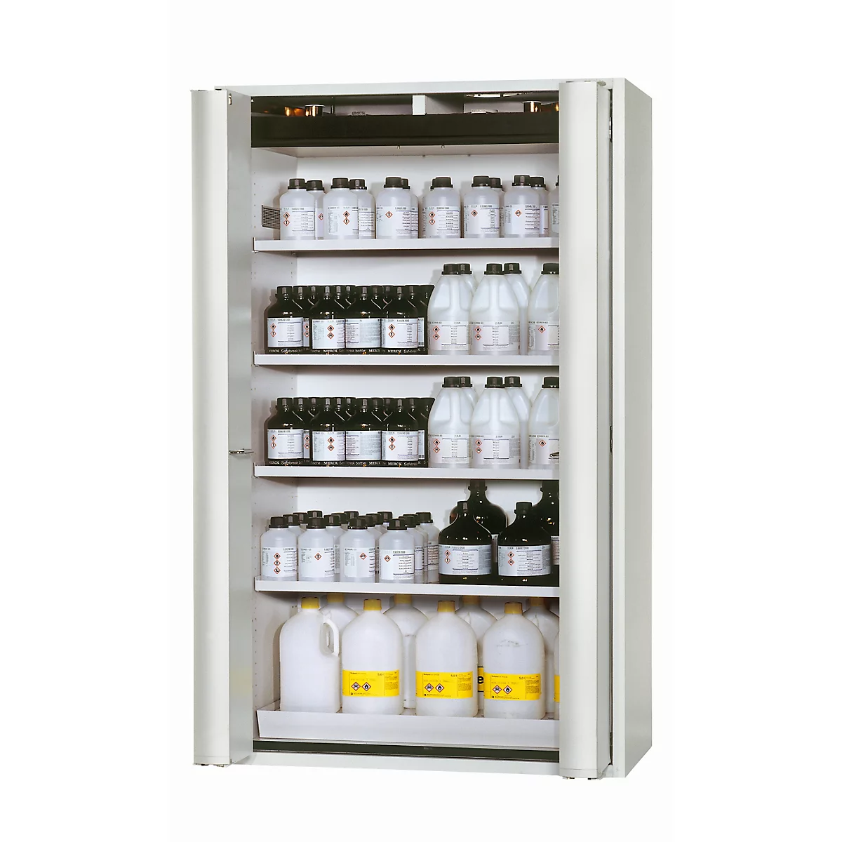 Armario de seguridad tipo 90 asecos S-PHOENIX-90, puertas plegables con sistema de fijación, frontal gris luminoso, An 1196 x P 616 x Al 1968 mm
