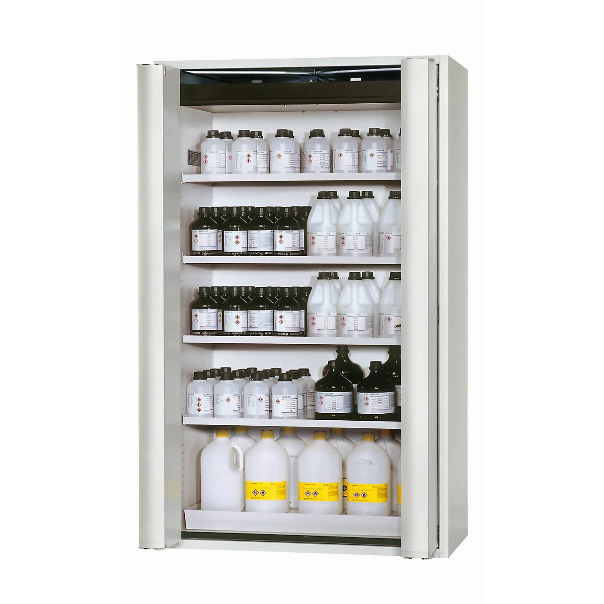 Armario de seguridad tipo 90 asecos S-PHOENIX Vol.2-90, puertas plegables para manejo con una mano y con cierre automático, frontal gris luminoso, An 1196 x P 616 x Al 1968 mm