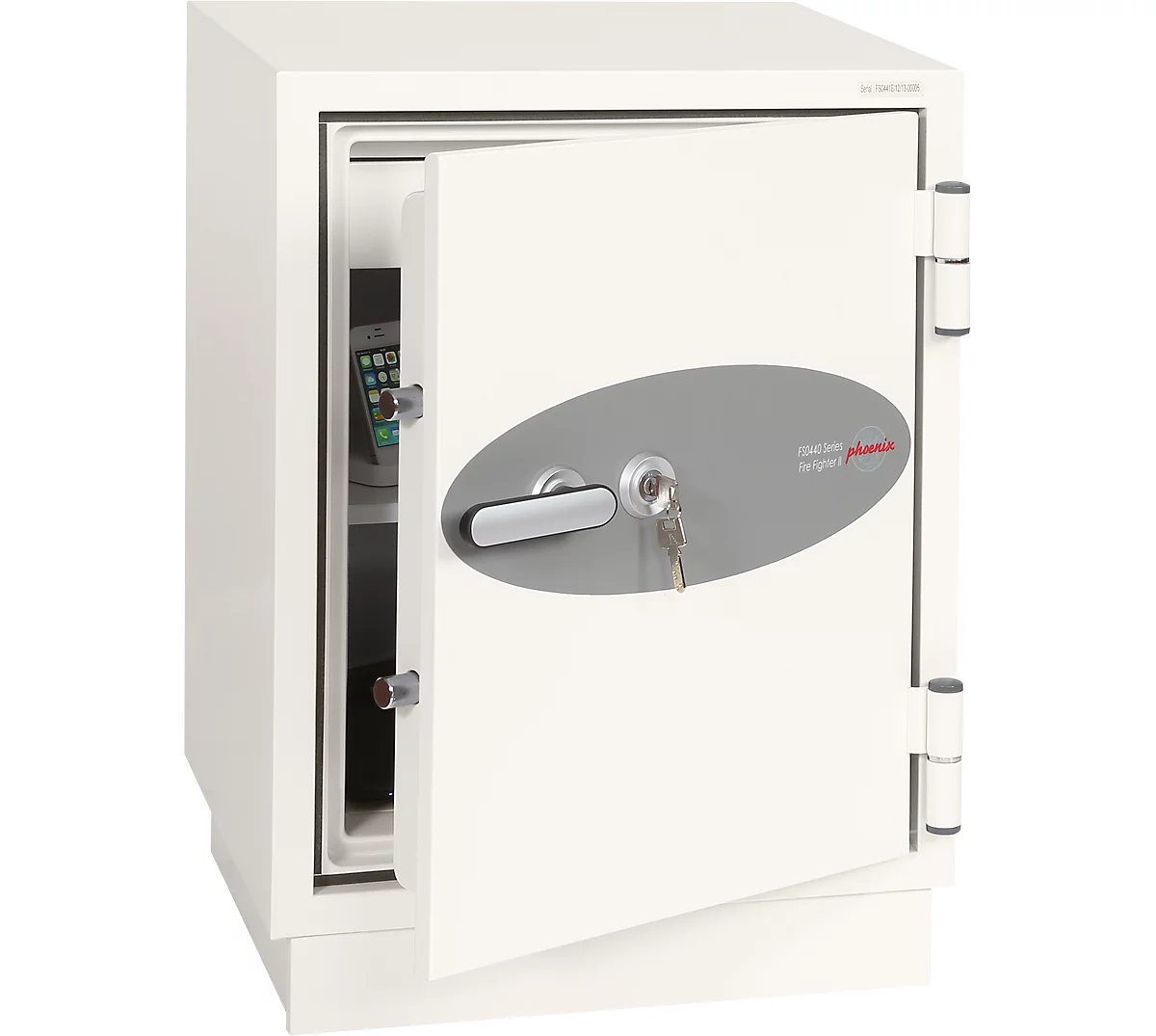 Armario ignífugo FS 0441, cerradura de llave, An 500 x P 500 x Al 640 mm, acero, blanco señales RAL 9003