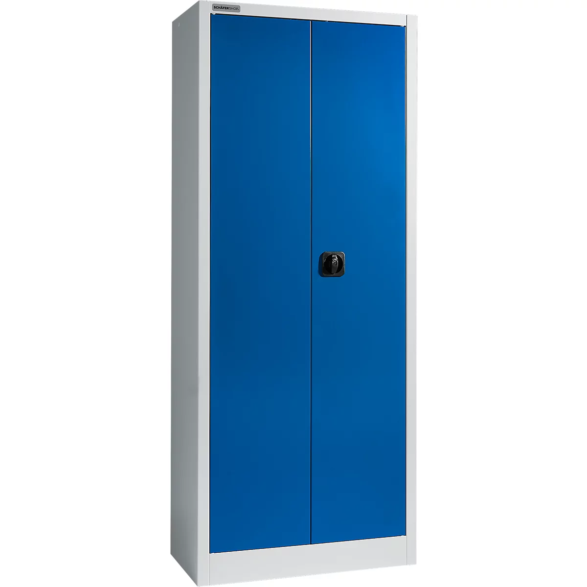 Armario para material Schäfer Shop Select, con cerradura, 4 baldas galvanizadas, 5 OH, An 800 x P 400 x Al 1935 mm, acero, gris claro/azul genciana