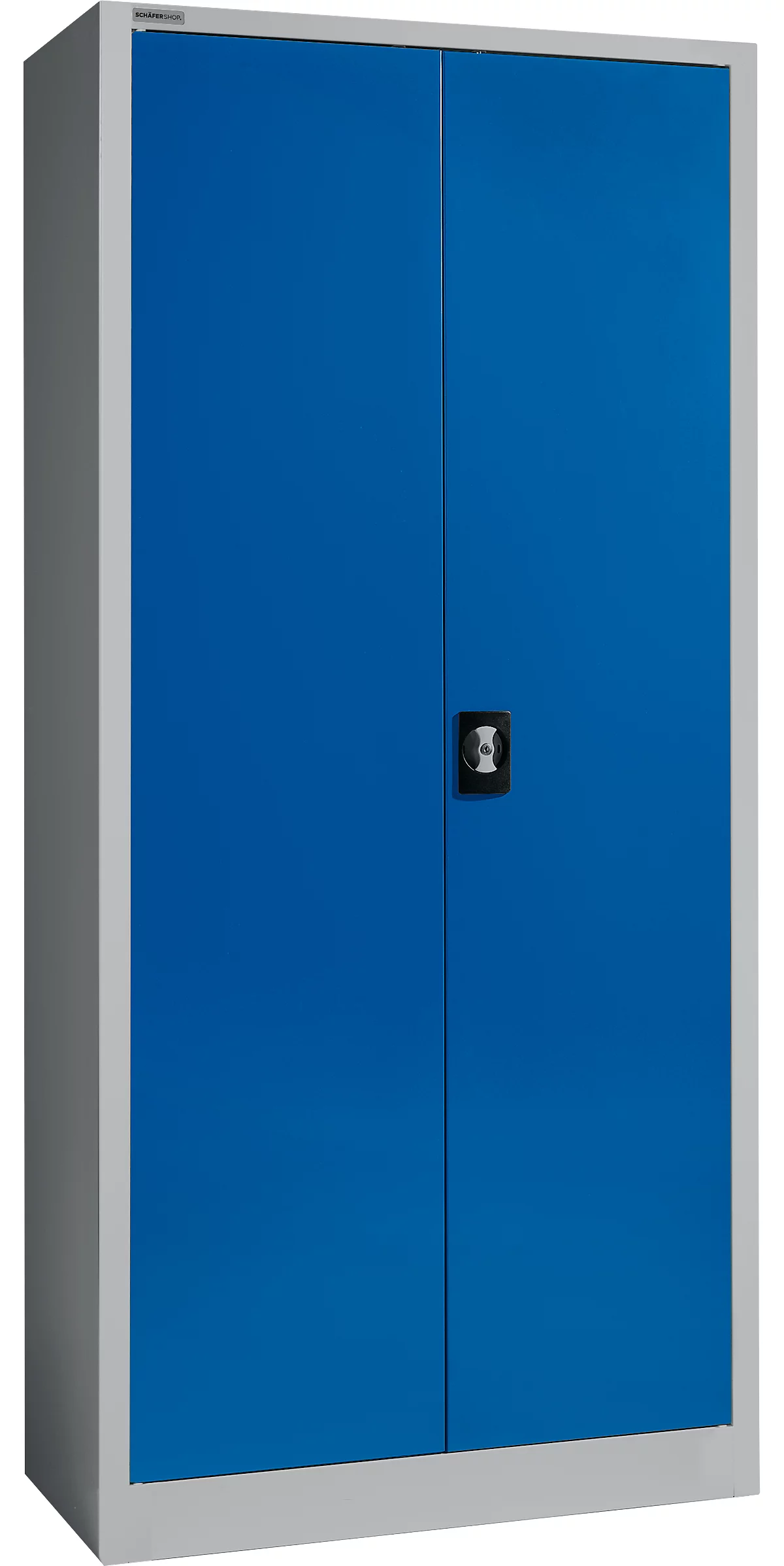 Armario para material Schäfer Shop Select, con cerradura, 4 estantes galvanizados, 5 OH, ancho 950 x fondo 400 x alto 1935 mm, acero, aluminio blanco/azul marino