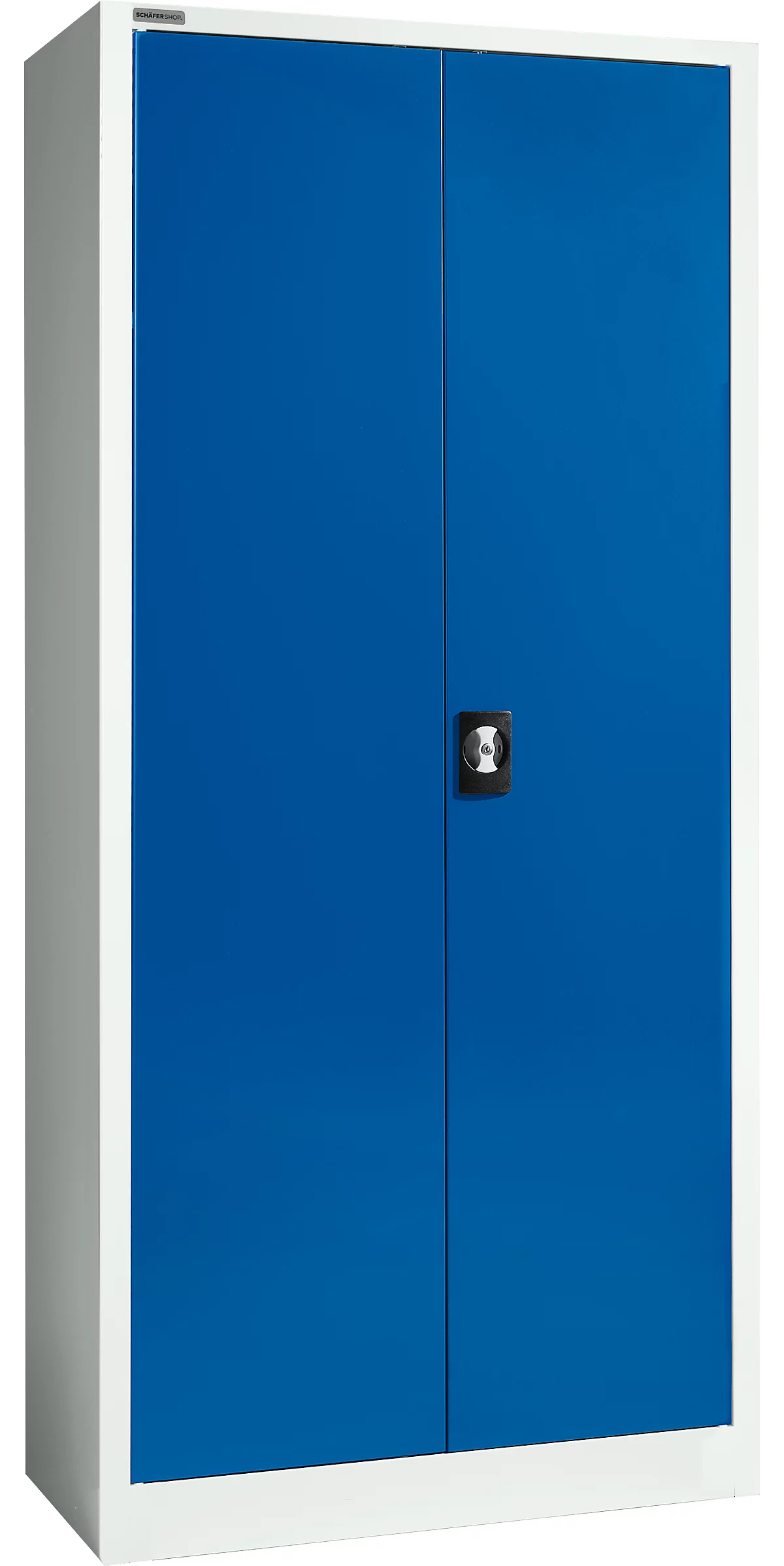 Armario para material Schäfer Shop Select, con cerradura, 4 estantes galvanizados, 5 OH, ancho 950 x fondo 400 x alto 1935 mm, acero, gris claro/azul marino