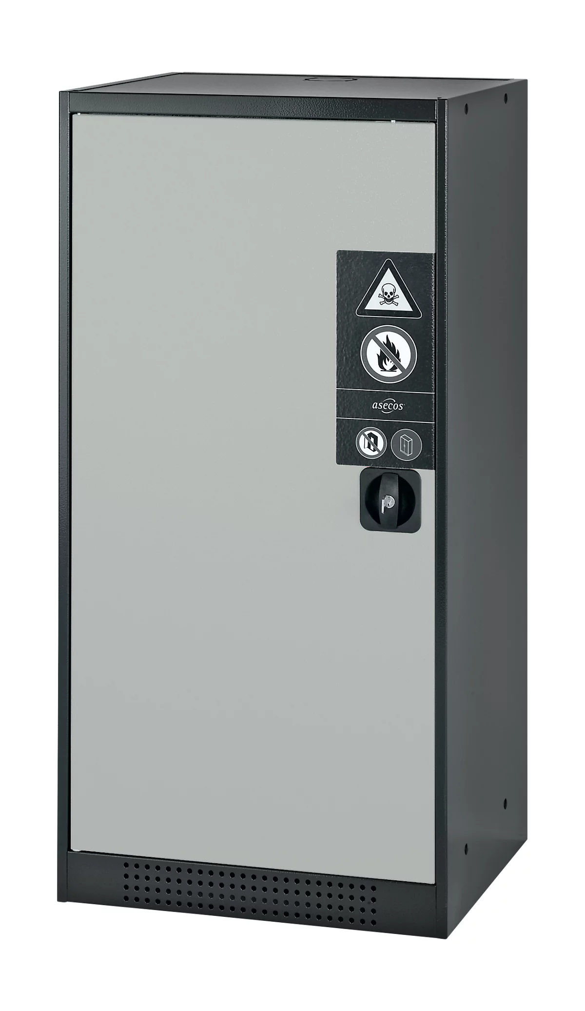 Armario para productos químicos Asecos CS-CLASSIC, puerta con bisagras, 2 bandejas extraíbles, 545x520x1105 mm, gris claro