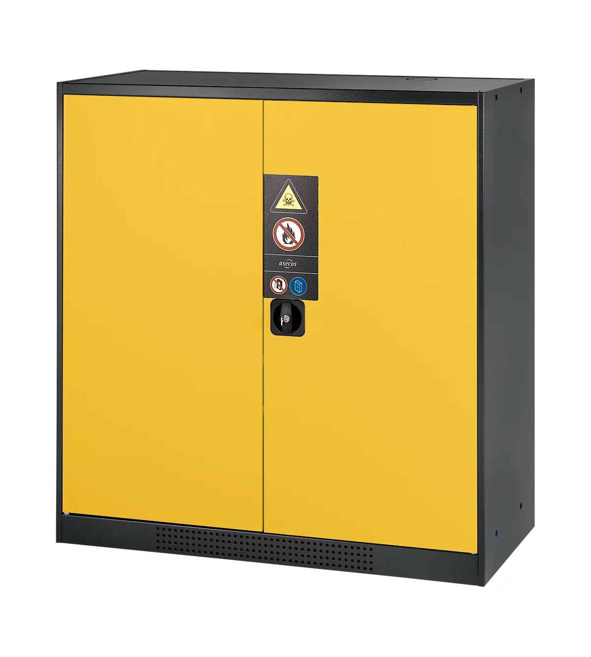 Armario para productos químicos Asecos CS-CLASSIC, puerta con bisagras, 2 estantes, 1055x520x1105 mm, amarillo de seguridad