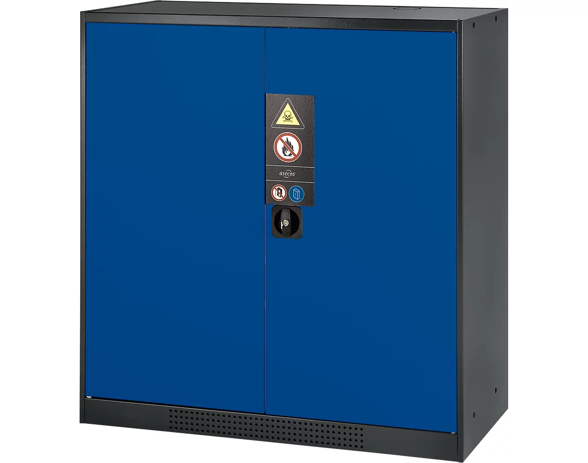 Armario para productos químicos Asecos CS-CLASSIC, puerta con bisagras, 2 estantes, 1055x520x1105 mm, azul genciana
