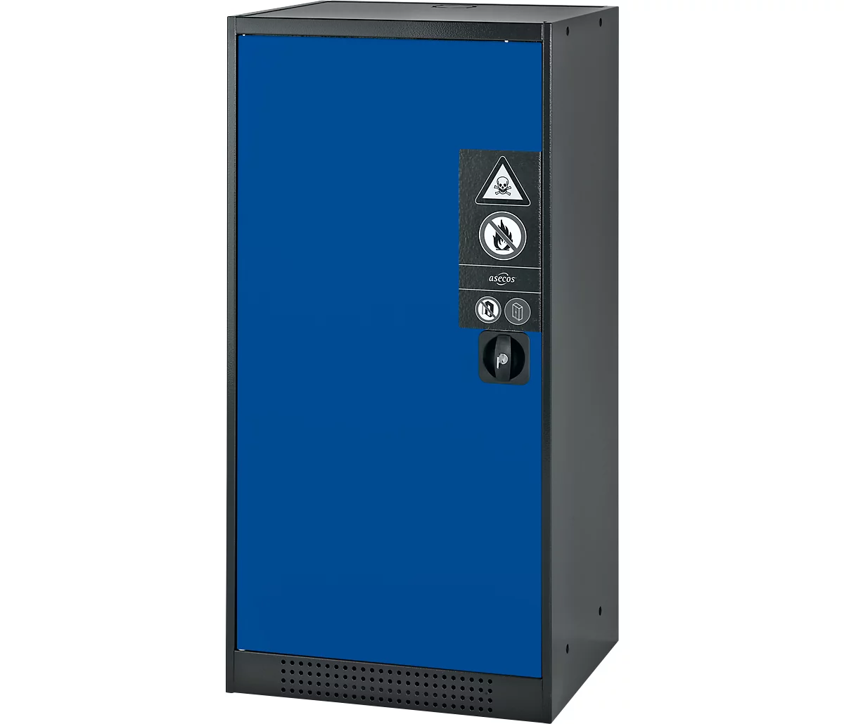 Armario para productos químicos Asecos CS-CLASSIC, puerta con bisagras, 2 estantes, 545x520x1105 mm, azul genciana