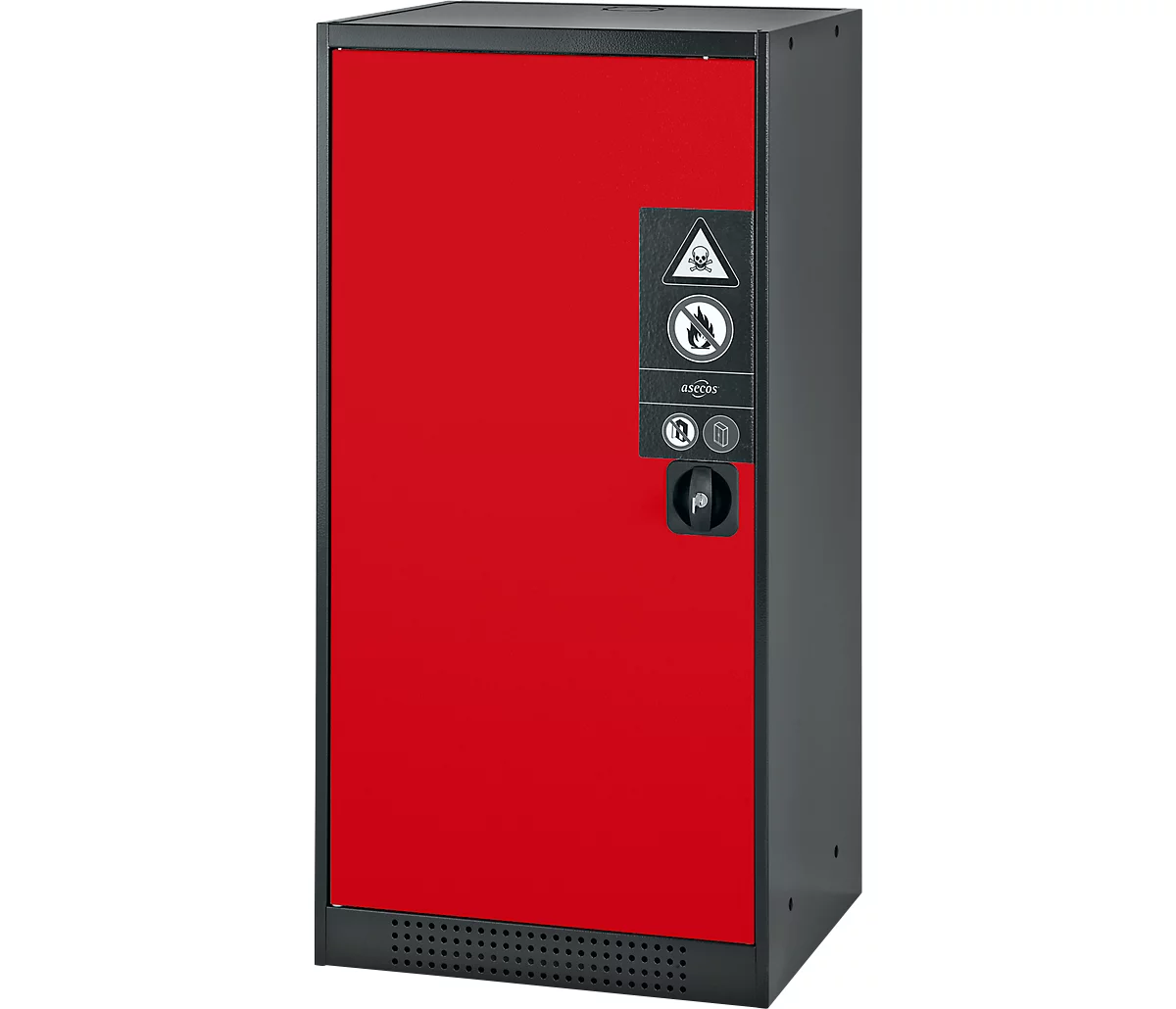 Armario para productos químicos Asecos CS-CLASSIC, puerta con bisagras, 2 estantes, 545x520x1105 mm, rojo tráfico