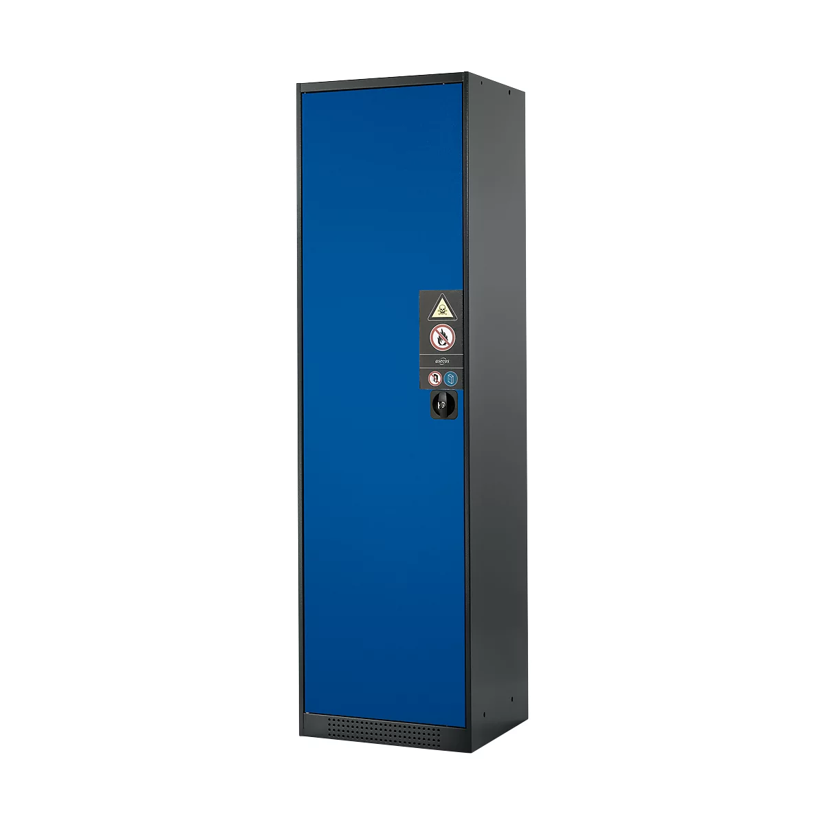 Armario para productos químicos Asecos CS-CLASSIC, puerta con bisagras, 3 estantes, 545x520x1950 mm, azul genciana