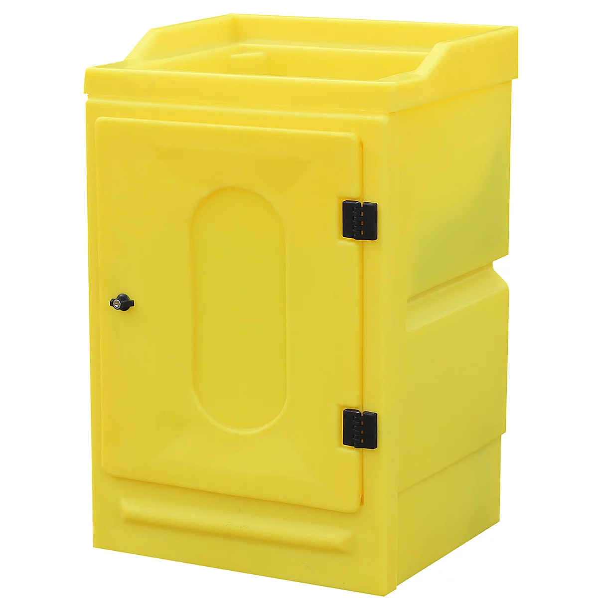 Armario para productos químicos PWSD para recipientes pequeños, bandeja de 10 l, bandeja colectora de 48 l y 16 l, con cerradura, PE, amarillo