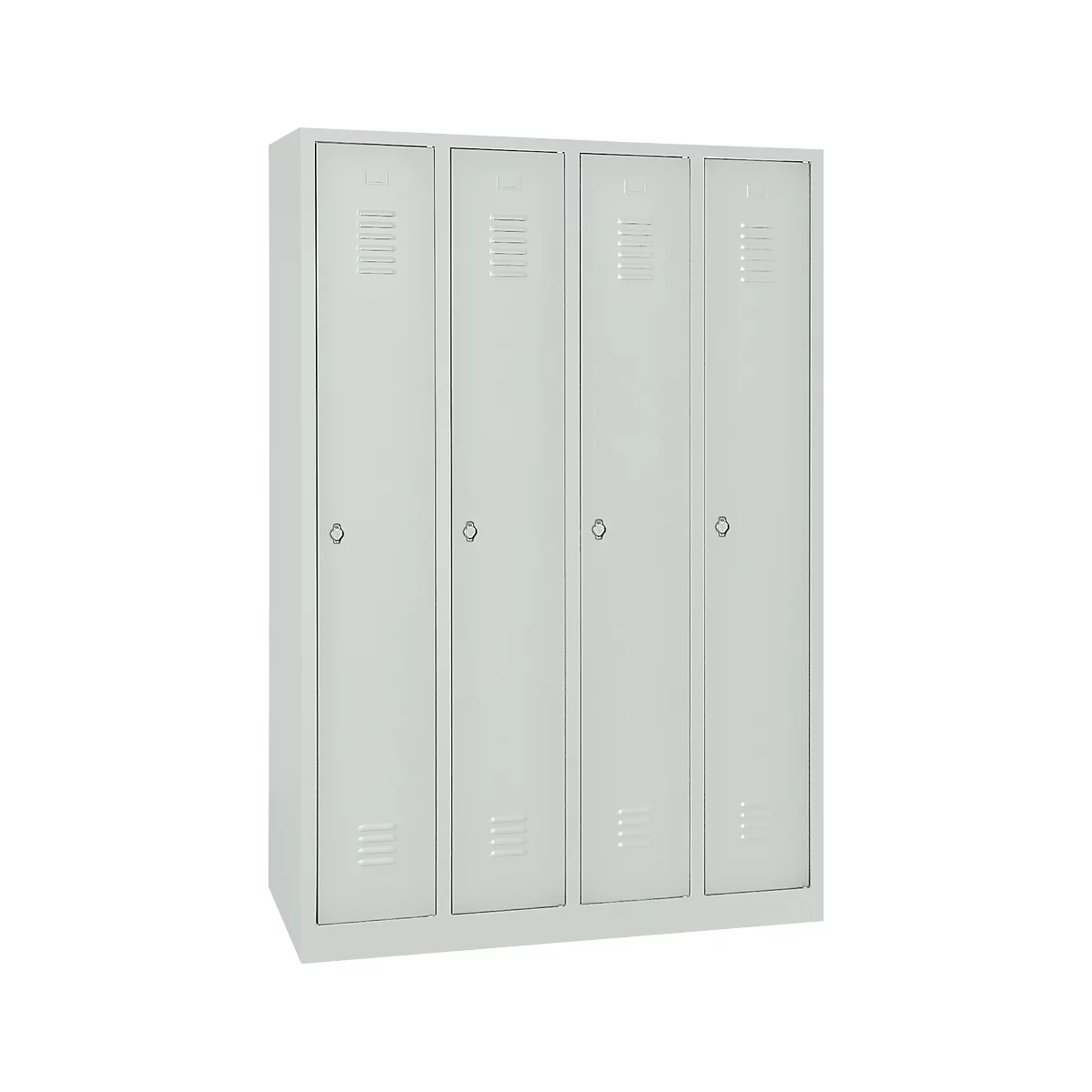 Armario para ropa, 4 puertas, ancho 1170 x alto 1800 mm, cierre giratorio, gris claro