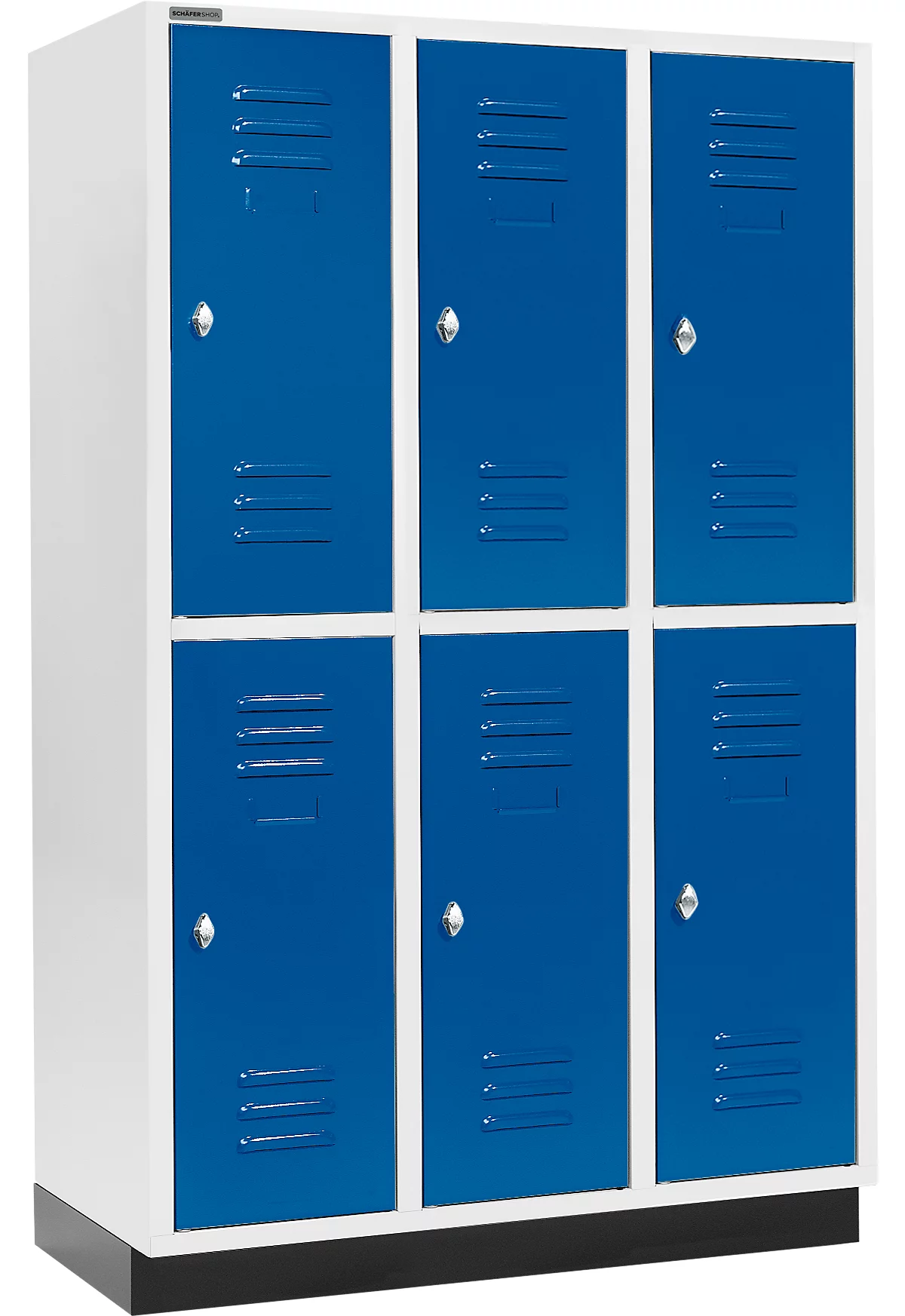 Armario para ropa Schäfer Shop Select, con 3 x 2 compartimentos, 400 mm, con base, cerradura con pestillo giratorio, puerta azul genciana
