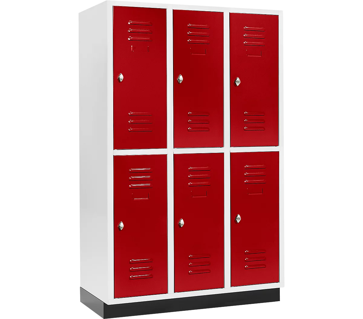 Armario para ropa Schäfer Shop Select, con 3 x 2 compartimentos, 400 mm, con base, cerradura de pestillo giratoria, puerta rojo rubí
