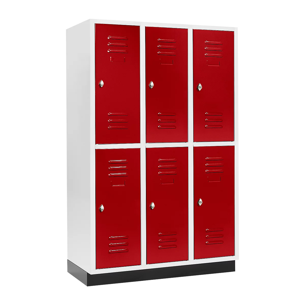 Armario para ropa Schäfer Shop Select, con 3 x 2 compartimentos, 400 mm, con base, cerradura de pestillo giratoria, puerta rojo rubí