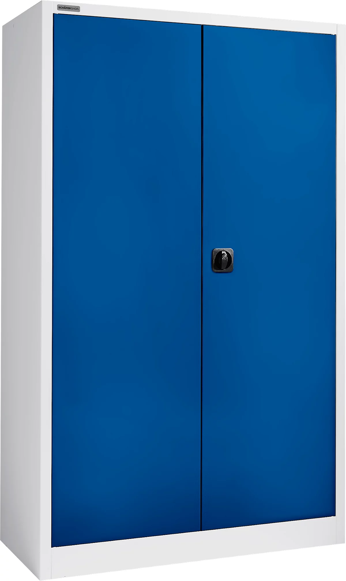 Armario revistero Schäfer Shop Select, 10 estantes, sin herrajes, ancho 1200 x fondo 500 x alto 1935 mm, acero, aluminio blanco/azul marino