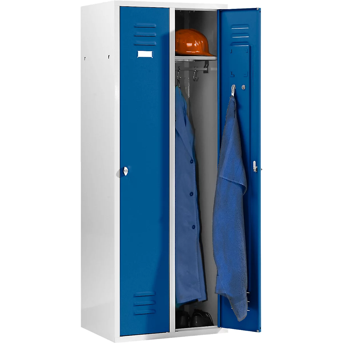 Armario Schäfer Shop Select, con 2 compartimentos, cerradura de pestillo giratorio, puerta azul genciana
