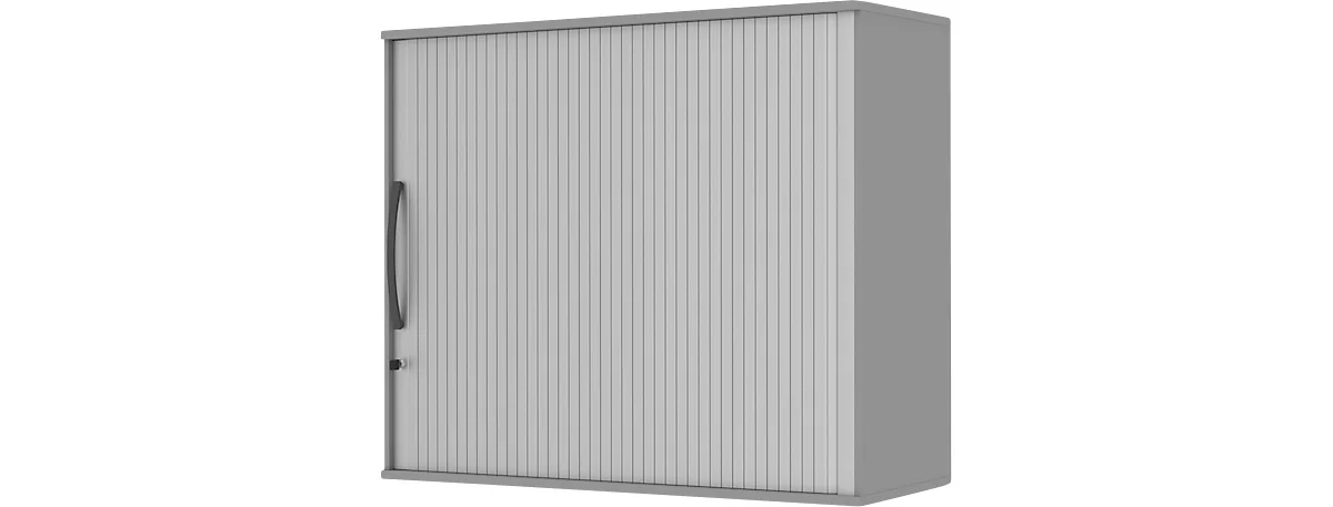 Armario superior de persiana BARI, 4 estantes, tabique central, cerradura, Al 1057 mm, gris medio
