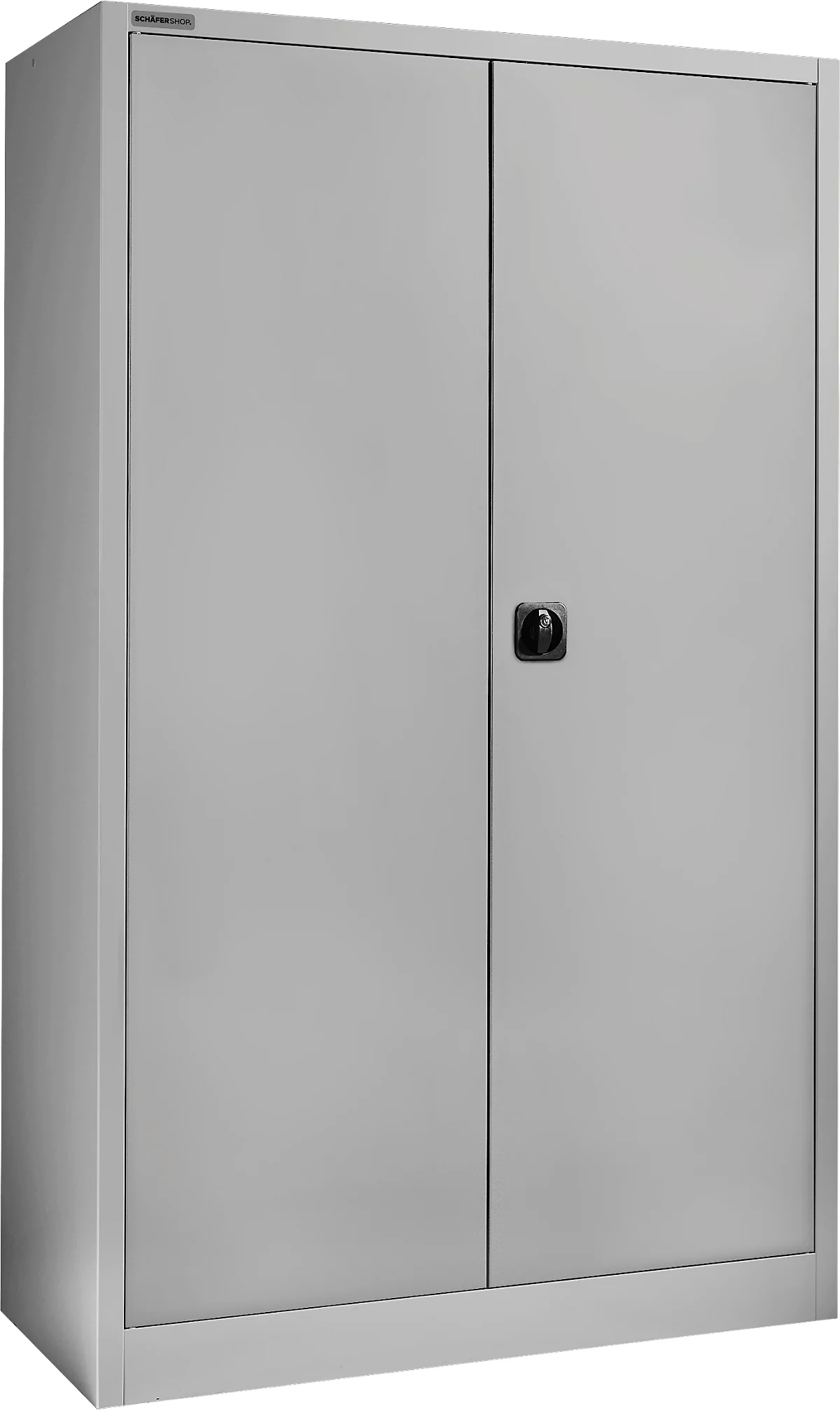 Armario universal Schäfer Shop Pure, 5 OH, 4 estantes, con cerradura, ancho 1200 x fondo 400 x alto 1935 mm, acero, aluminio blanco RAL 9006/aluminio blanco RAL 9006