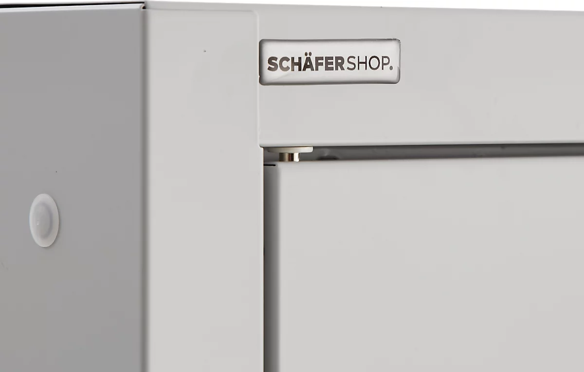 Armario universal Schäfer Shop Pure, 5 OH, 4 estantes, con cerradura, ancho 950 x fondo 400 x alto 1935 mm, acero, gris claro RAL 7035/gris claro RAL 7035