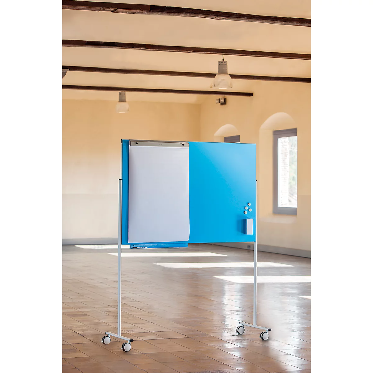 Armature pour système de whiteboard Skin, pour whiteboards de dimensions 1000 x 1500 mm, avec roulettes