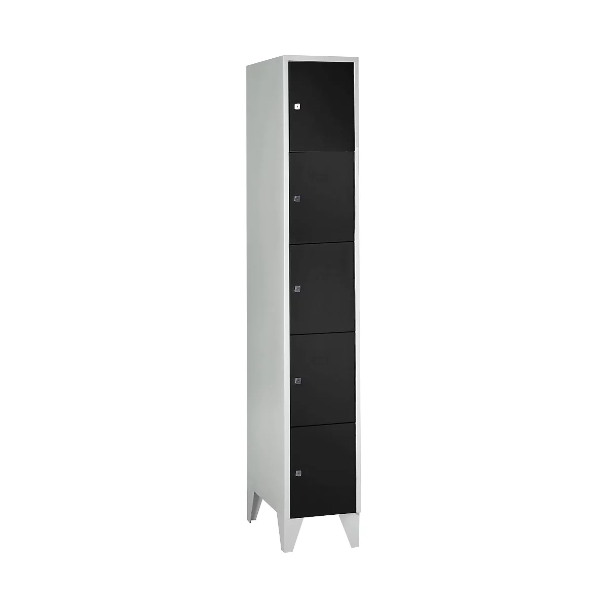 Armoire à casiers - 5 casiers - largeur de 300 mm - sur pieds - serrure à cylindre de sécurité - noir ébène