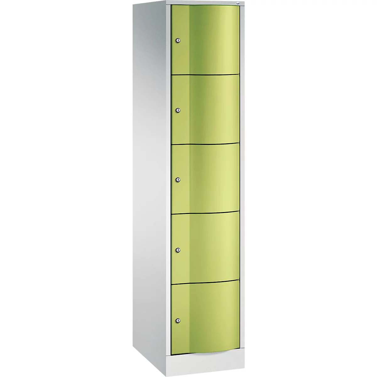 Armoire à casiers Resisto de C+P, 1 compartiment, 5 casiers, L 396 x P 540 x H 1950 mm, gris clair