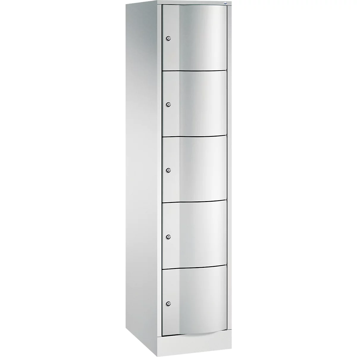 Armoire à casiers Resisto de C+P, 1 compartiment, 5 casiers, L 396 x P 540 x H 1950 mm, gris clair/vert clown