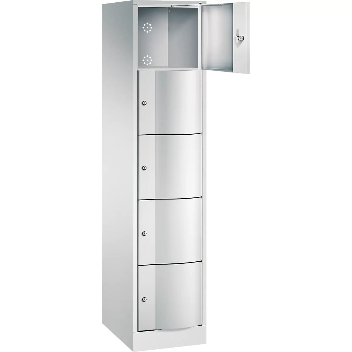Armoire à casiers Resisto de C+P, 1 compartiment, 5 casiers, L 396 x P 540 x H 1950 mm, gris clair/vert clown