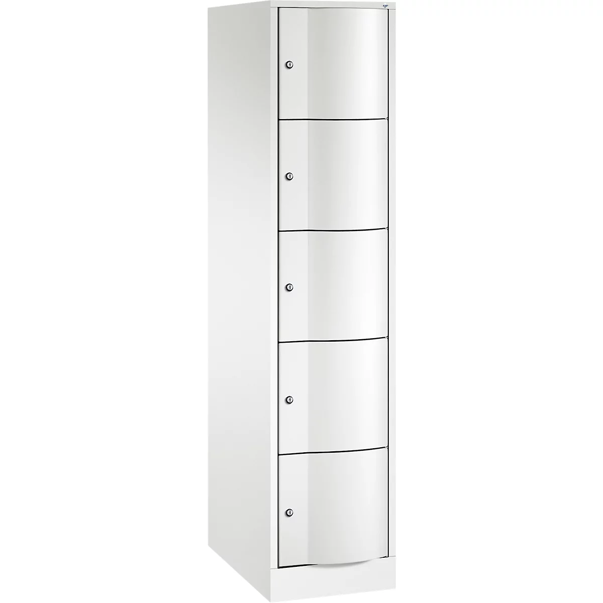 Armoire à casiers Resisto de C+P, 1 compartiment, 5 casiers, L 396 x P 640 x H 1950 mm, blanc trafic