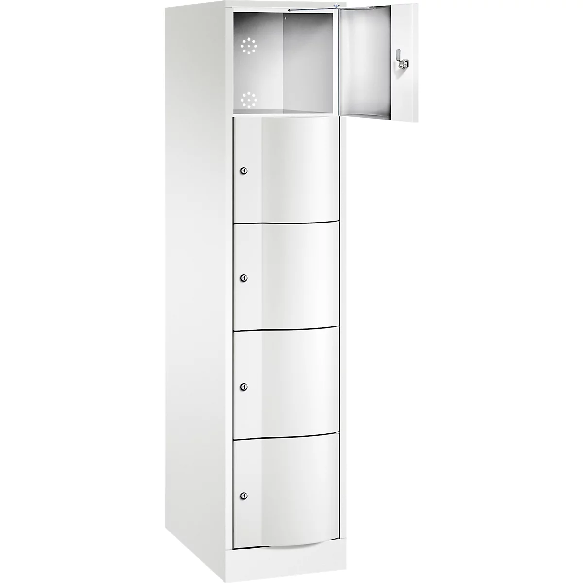 Armoire à casiers Resisto de C+P, 1 compartiment, 5 casiers, L 396 x P 640 x H 1950 mm, blanc trafic