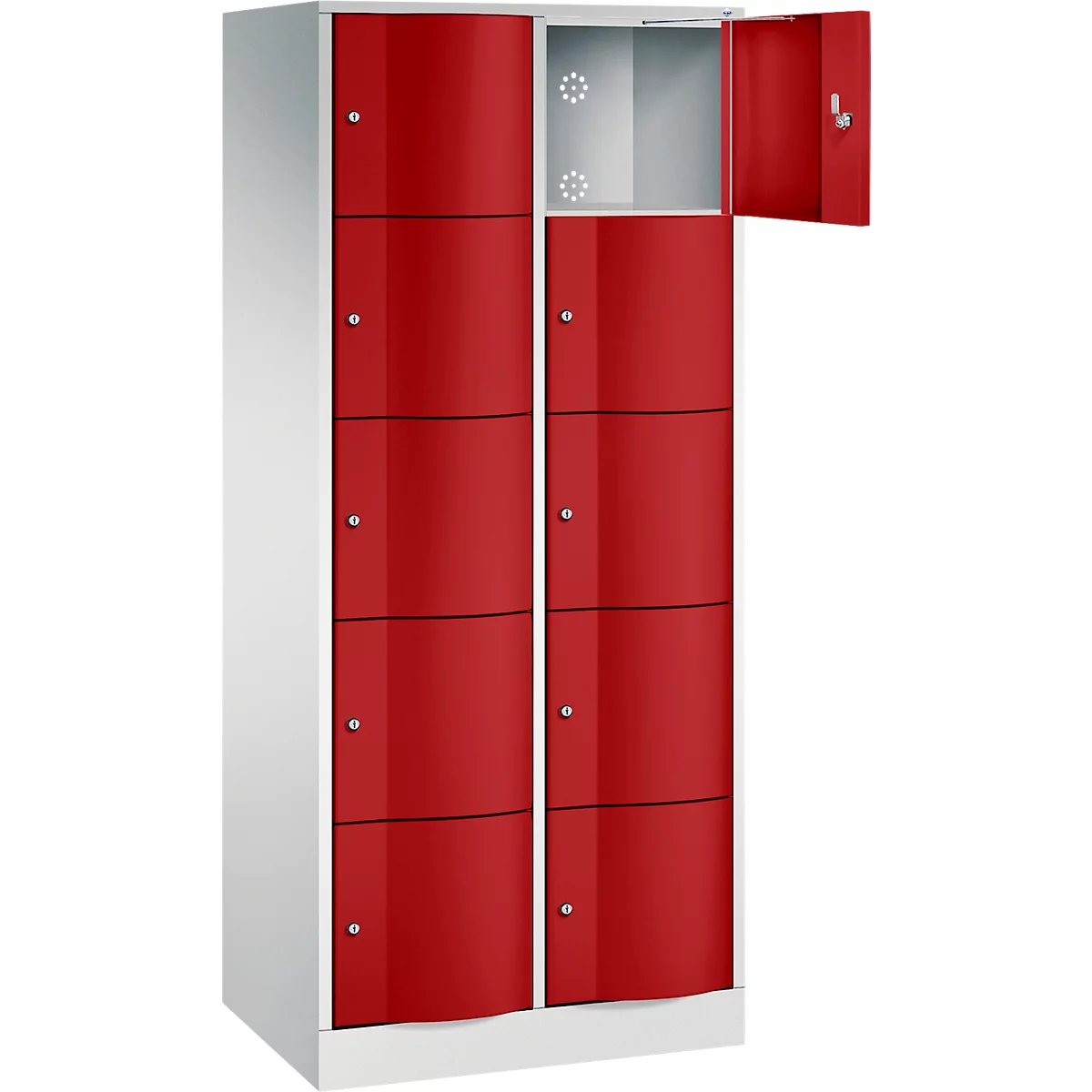 Armoire à casiers Resisto de C+P, 2 compartiments, 10 casiers, L 772 x P 540 x H 1950 mm, gris clair/bleu gentiane