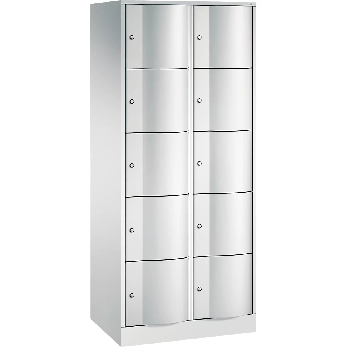 Armoire à casiers Resisto de C+P, 2 compartiments, 10 casiers, L 772 x P 540 x H 1950 mm, gris clair/vert clown