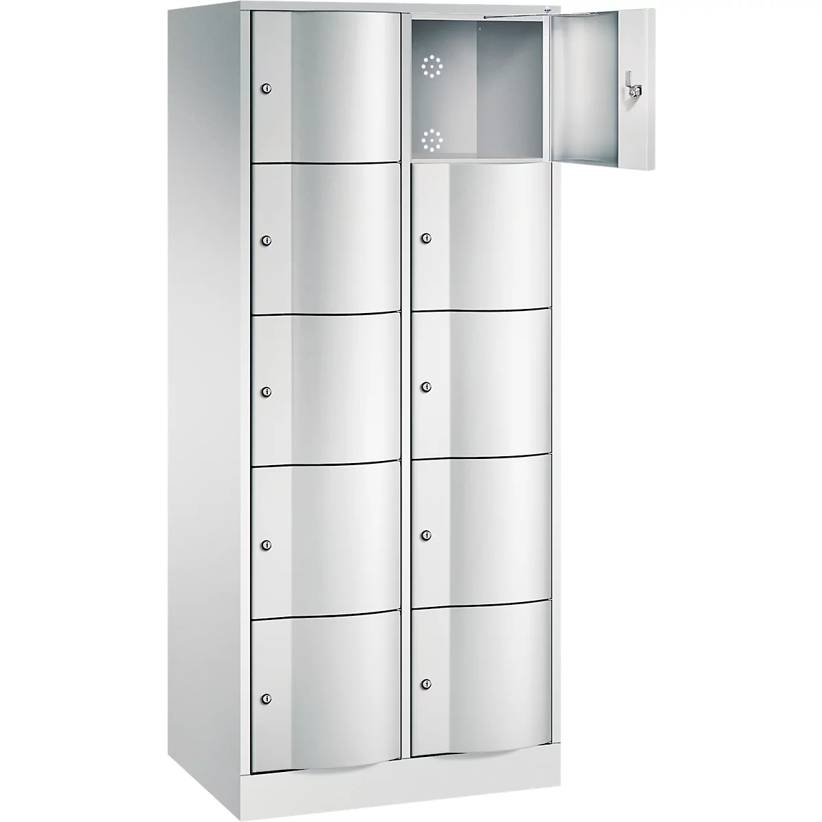 Armoire à casiers Resisto de C+P, 2 compartiments, 10 casiers, L 772 x P 540 x H 1950 mm, gris clair/vert clown