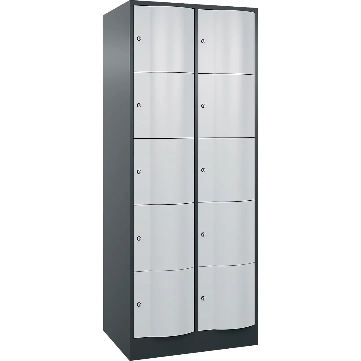 Armoire à casiers Resisto de C+P, 2 compartiments, 10 casiers, L 772 x P 640 x H 1950 mm, gris anthracite/gris clair