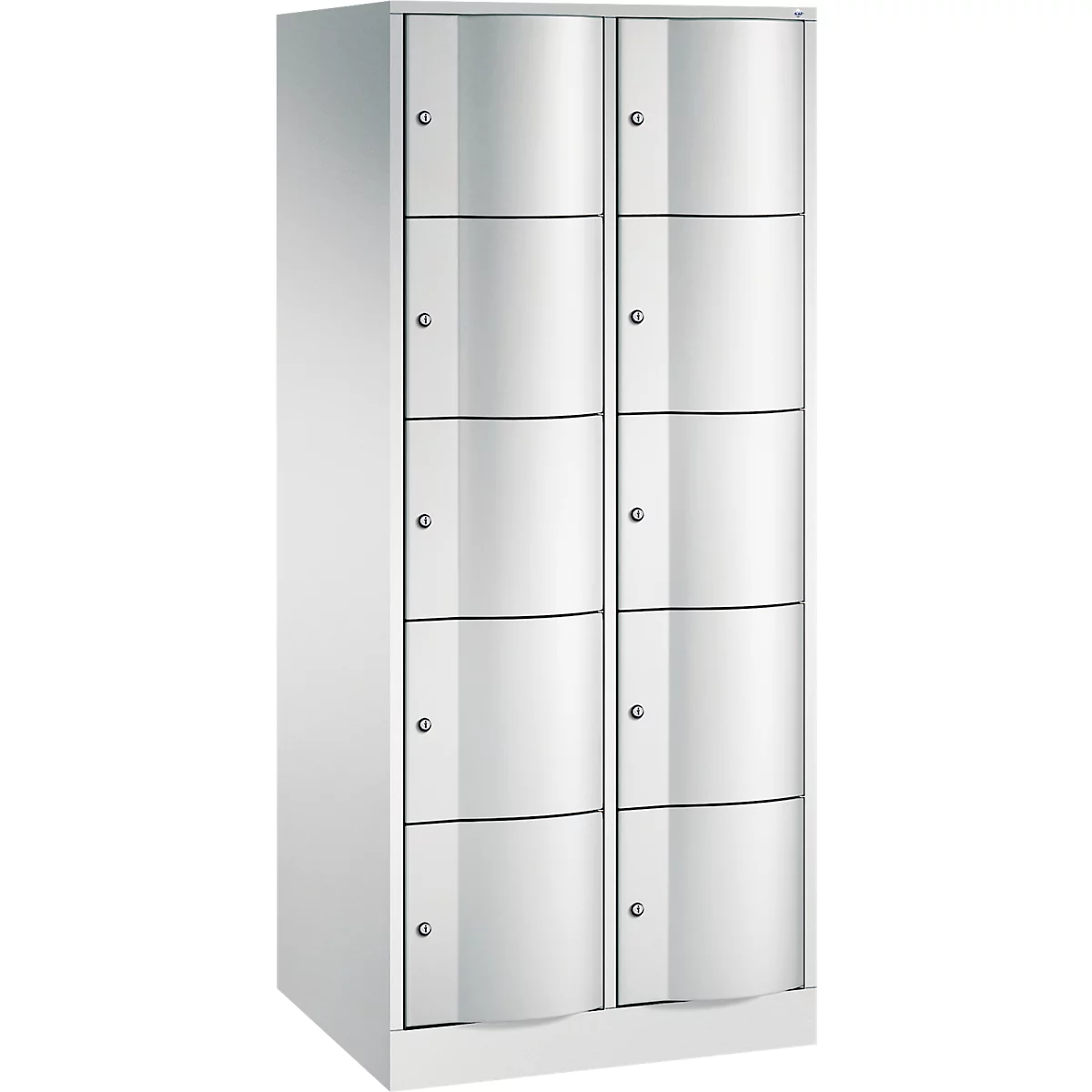 Armoire à casiers Resisto de C+P, 2 compartiments, 10 casiers, L 772 x P 640 x H 1950 mm, gris clair/rouge rubis