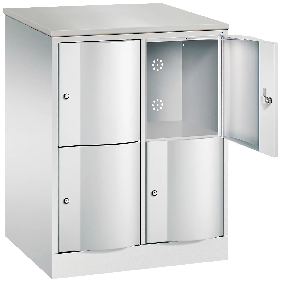 Armoire à casiers Resisto de C+P, 2 compartiments, 4 casiers, L 772 x P 640 x H 1077 mm, gris clair