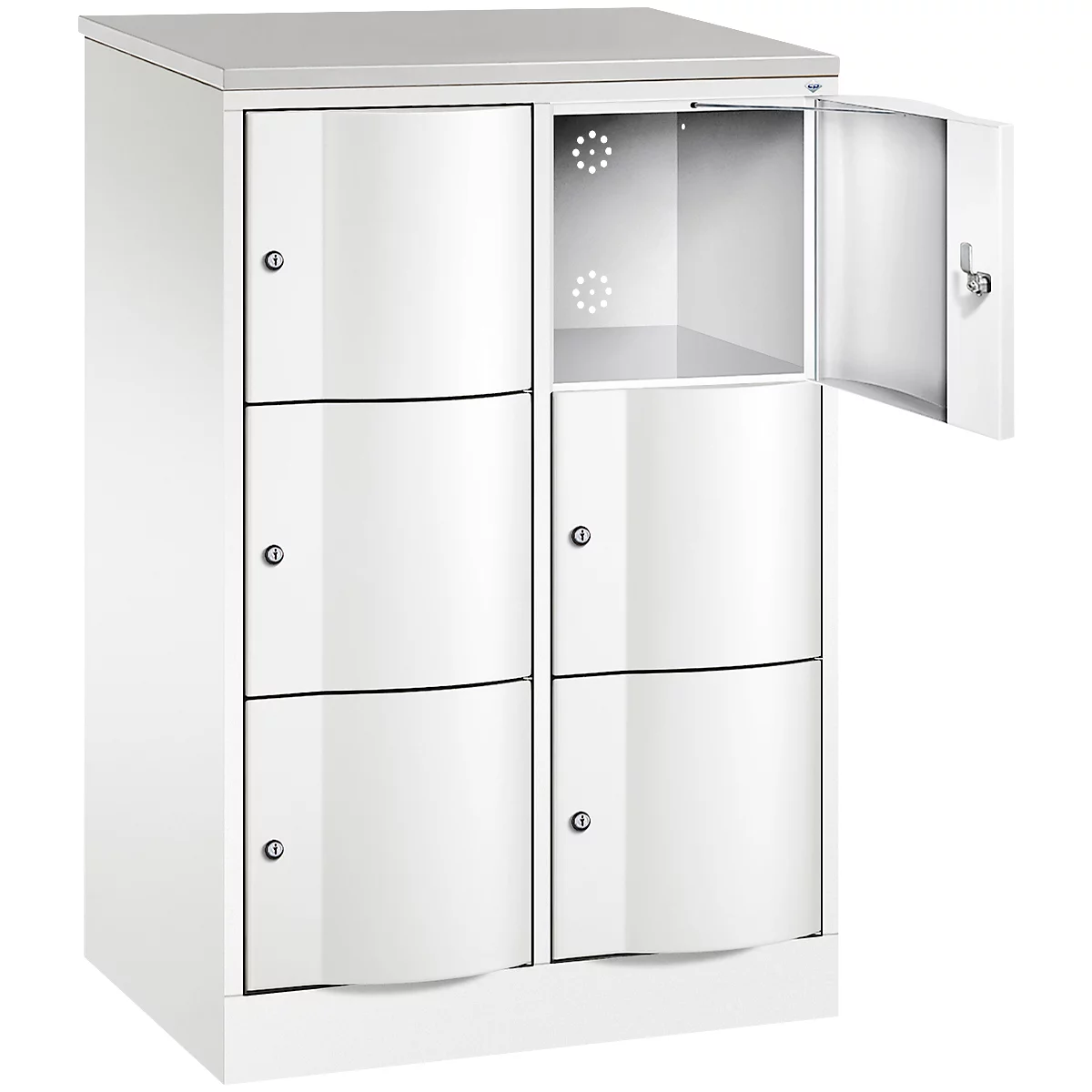 Armoire à casiers Resisto de C+P, 2 compartiments, 6 casiers, L 772 x P 540 x H 1255 mm, gris clair