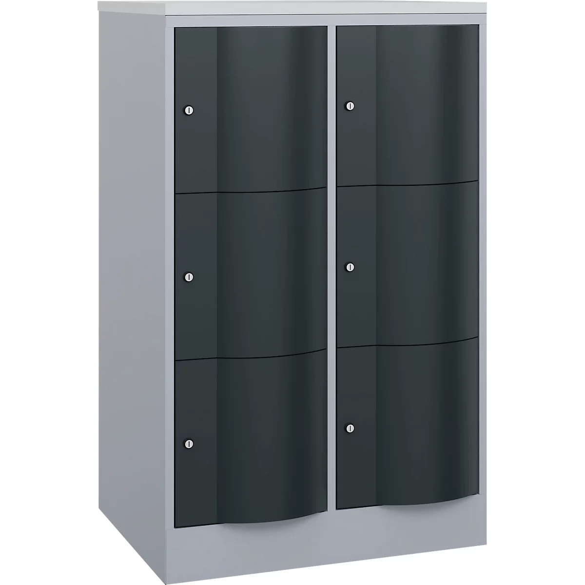 Armoire à casiers Resisto de C+P, 2 compartiments, 6 casiers, L 772 x P 640 x H 1255 mm, alu blanc/gris anthracite
