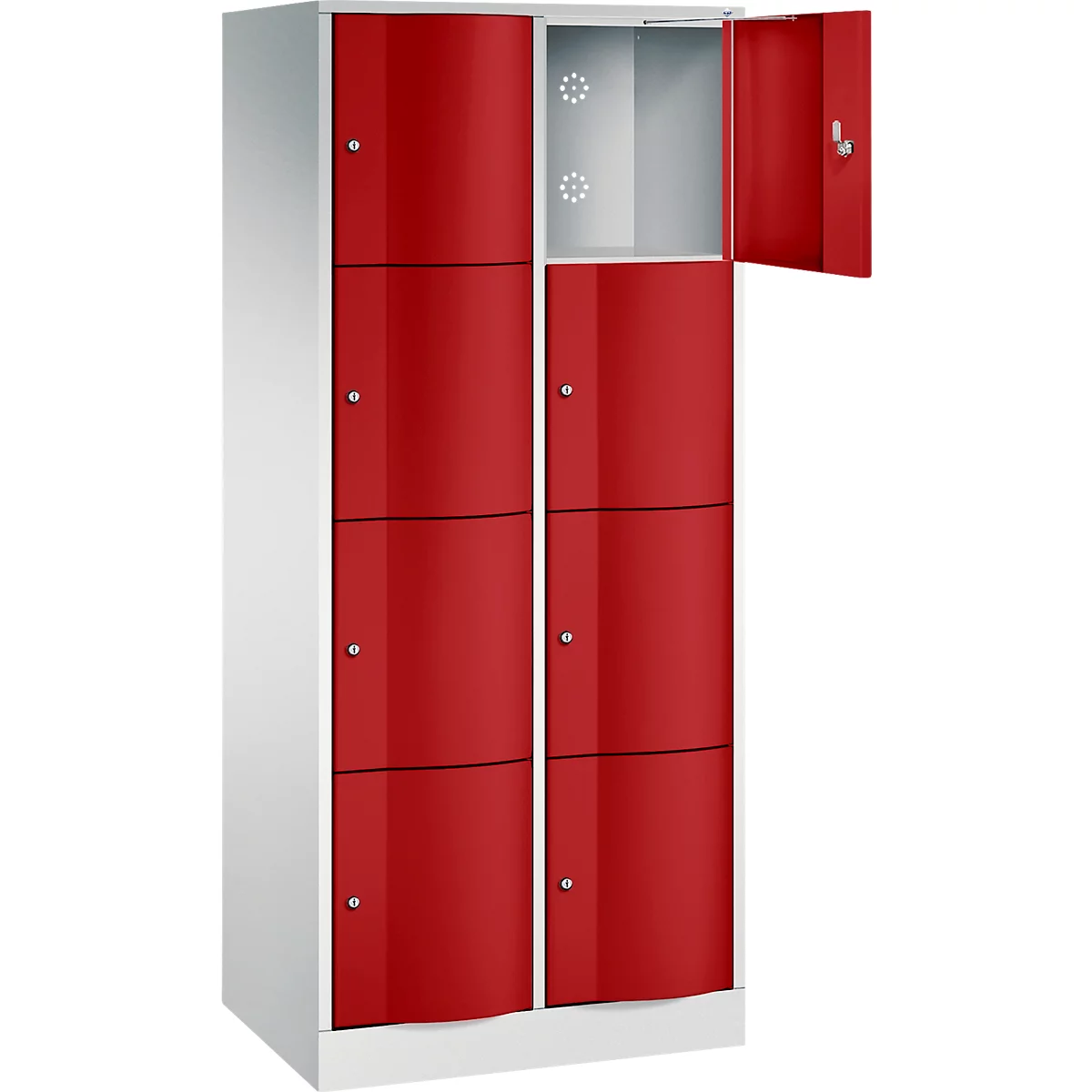 Armoire à casiers Resisto de C+P, 2 compartiments, 8 casiers, L 772 x P 540 x H 1950 mm, gris clair/bleu gentiane