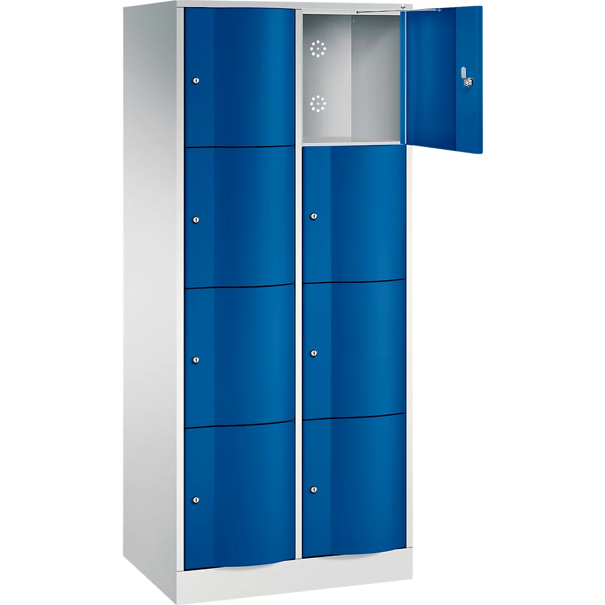 Armoire à casiers Resisto de C+P, 2 compartiments, 8 casiers, L 772 x P 540 x H 1950 mm, gris clair/vert clown