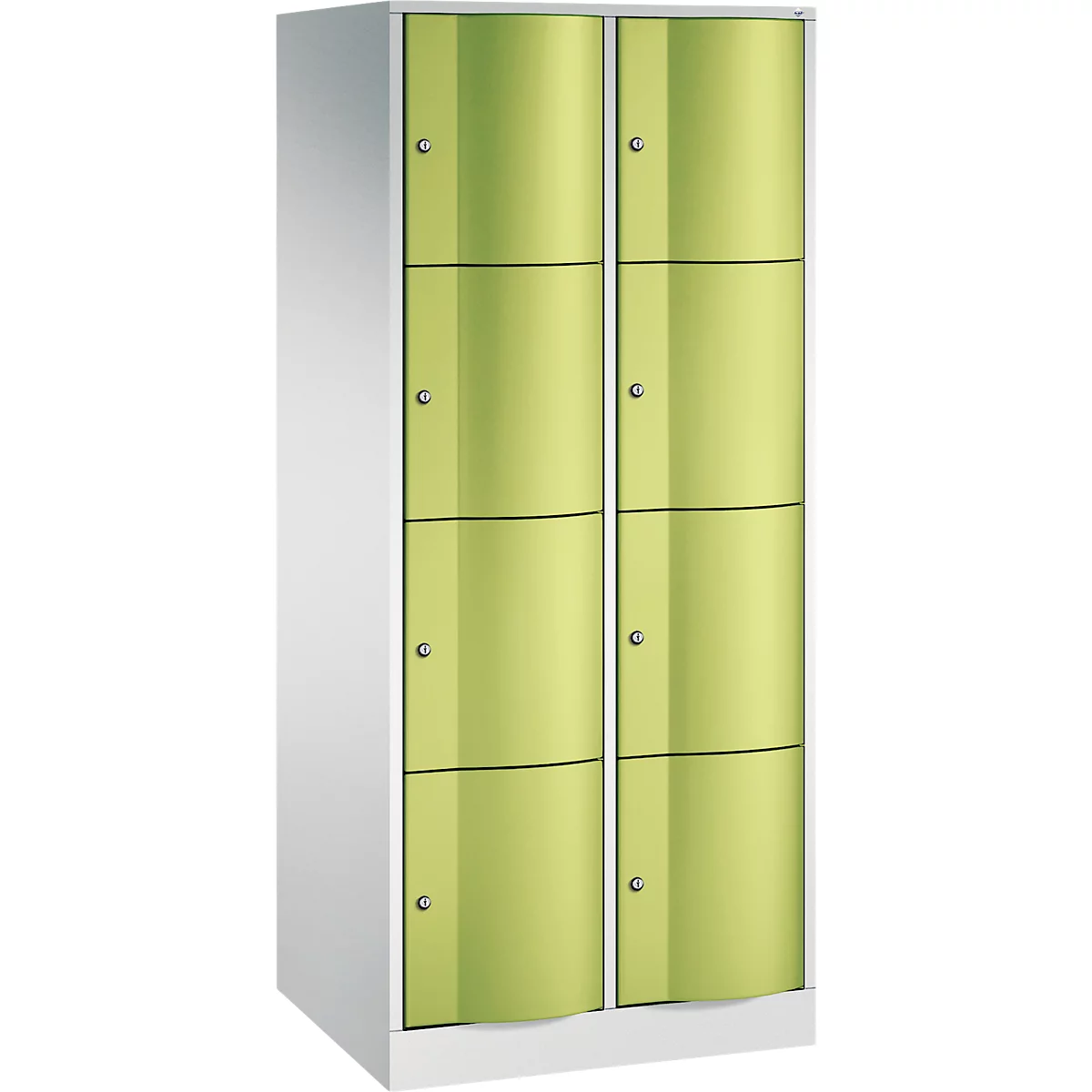 Armoire à casiers Resisto de C+P, 2 compartiments, 8 casiers, L 772 x P 640 x H 1950 mm, gris clair/bleu clair