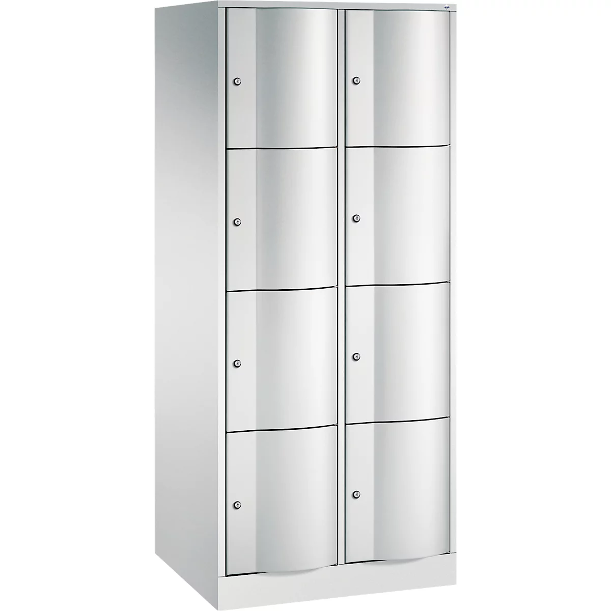 Armoire à casiers Resisto de C+P, 2 compartiments, 8 casiers, L 772 x P 640 x H 1950 mm, gris clair/rouge rubis