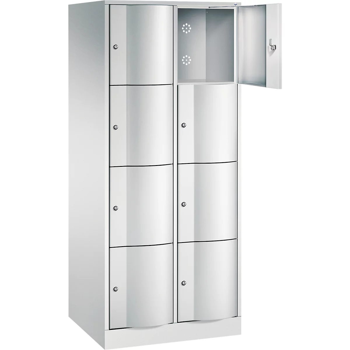 Armoire à casiers Resisto de C+P, 2 compartiments, 8 casiers, L 772 x P 640 x H 1950 mm, gris clair/rouge rubis