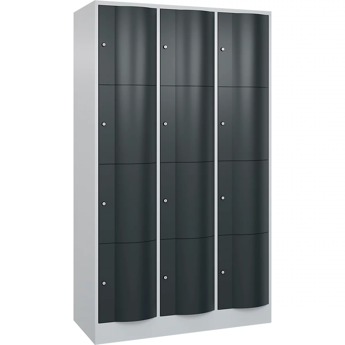 Armoire à casiers Resisto de C+P, 3 compartiments, 12 casiers, L 1148 x P 540 x H 1950 mm, gris clair/gris anthracite