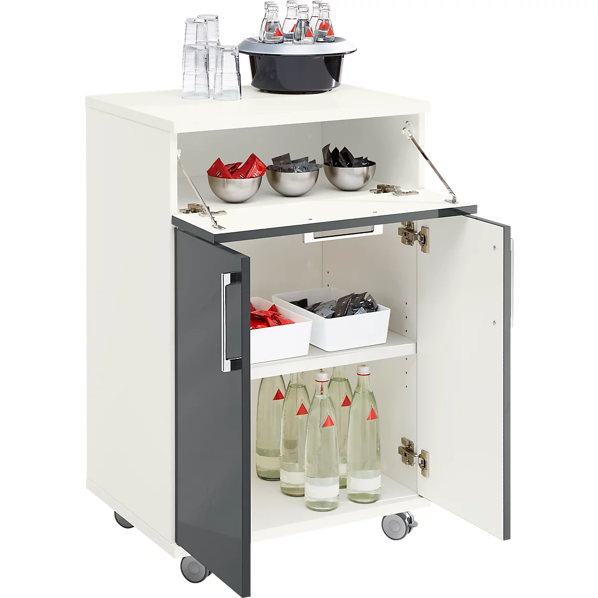 Armoire à catering mobile - l. 650 x P 500 x H 1000 mm - blanc/graphite