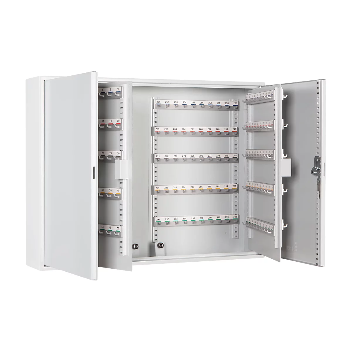 Armoire à clés, double porte, l. 730 x P 140 x H 550 mm,pour 300 clés