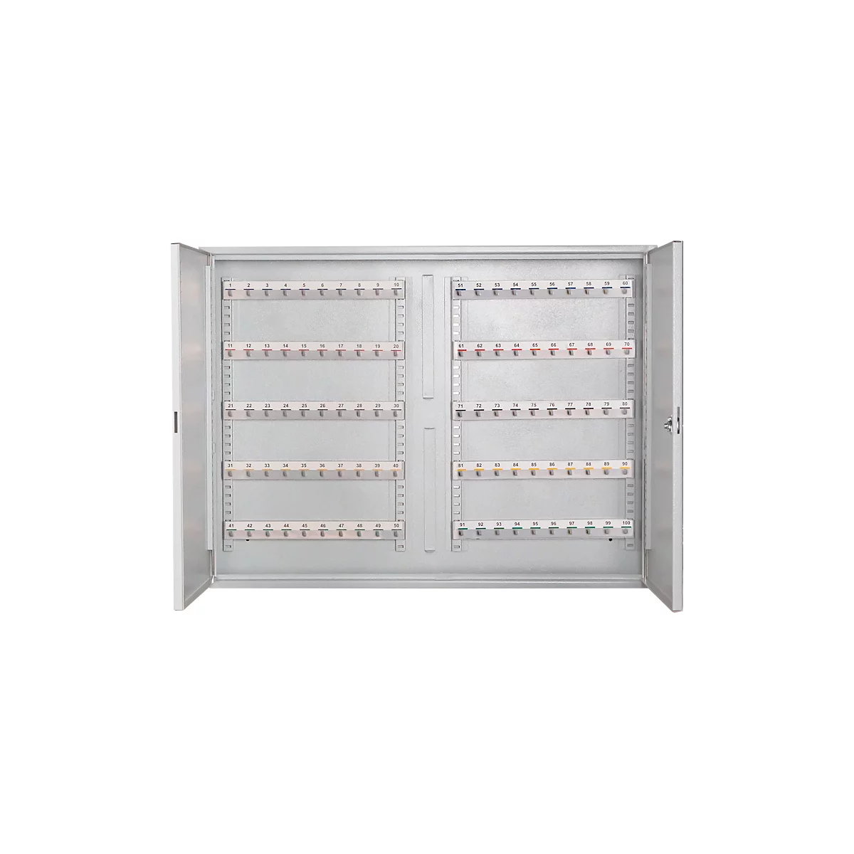 Armoire à clés, double porte, l. 730 x P 80 x H 550 mm, pour 100 clés