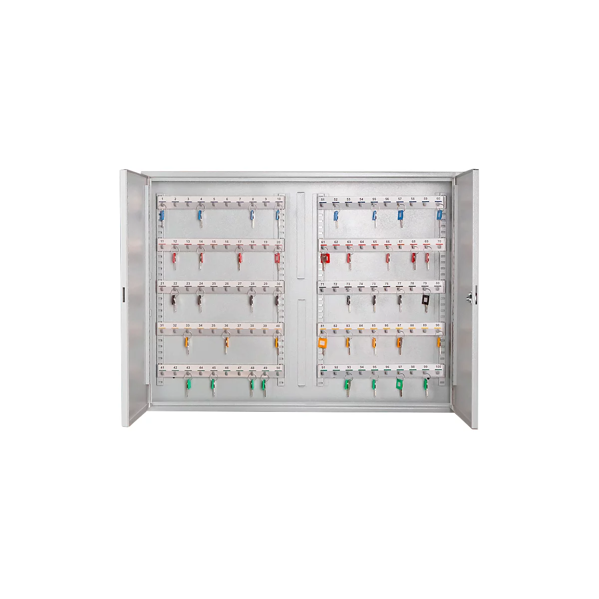 Armoire à clés, double porte, l. 730 x P 80 x H 550 mm, pour 100 clés
