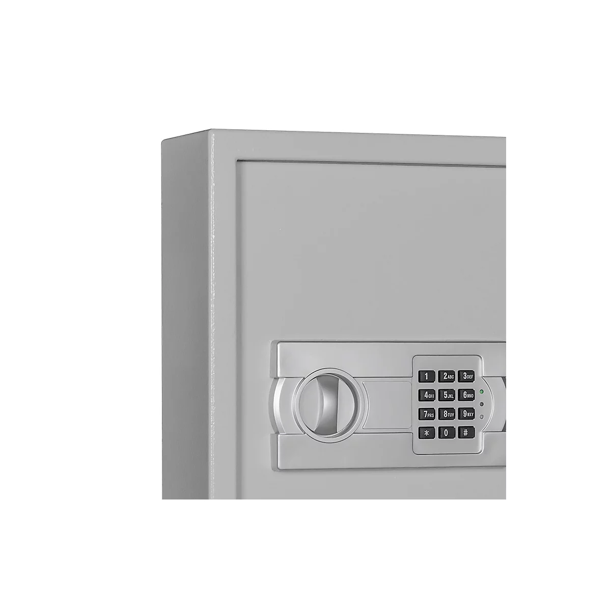 Armoire à clés SLE 80, pour montage mural, 80 crochets, sans fente, charnière de porte à droite, serrure électronique avec piles, y compris matériel d'ancrage, L 460 x P 130 x H 430 mm, tôle d'acier, gris clair RAL 7035