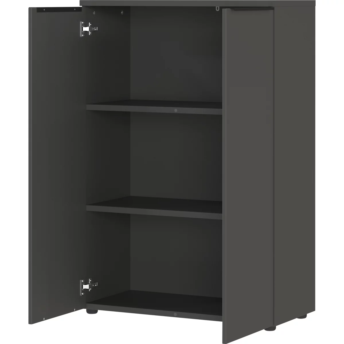 Armoire à dossiers Porto, 2 portes et 2 tablettes, 3 HC, L 810 x P 400 x H 1200 mm, graphite